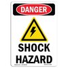 Signmission Safety Sign, OSHA Danger, 5" Height, Shock Hazard, Portrait OS-DS-D-35-V-2324